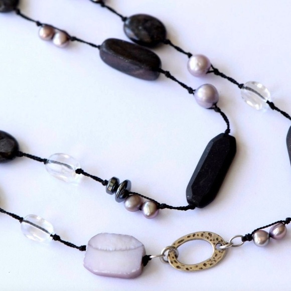 Silpada Vintage Sterling Silver, Pearls, Hematite & Chalcedony Necklace - Picture 4 of 6